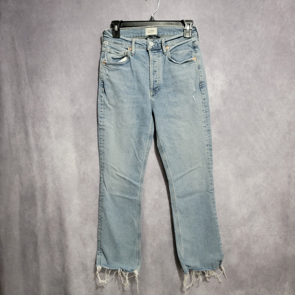Citizens of Humanity Jeans Size 26 Isola Cropped Bootcut Raw Hem Light Wash